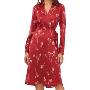 Halogen floral red wrap shirtdress. Size small.